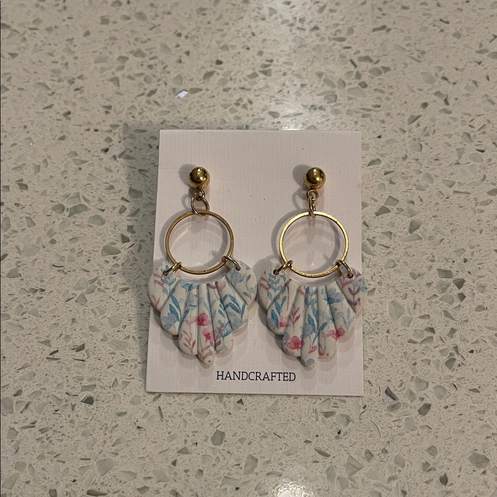Handcrafted Floral Earrings with Gold Accents